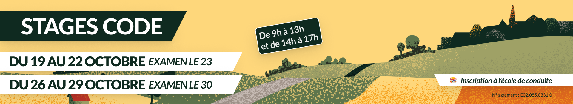 Bannière des stages intensifs de Code de la Route organisés par l’auto-école CEFR à Fontenay-le-Comte pendant les vacances de juin et juillet
